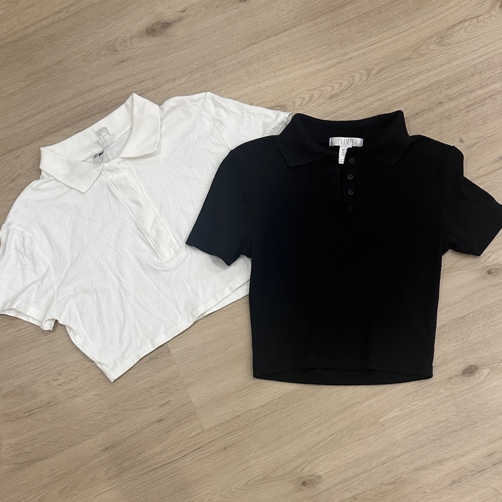 💰 2 for 1: Black and White Collared Tops